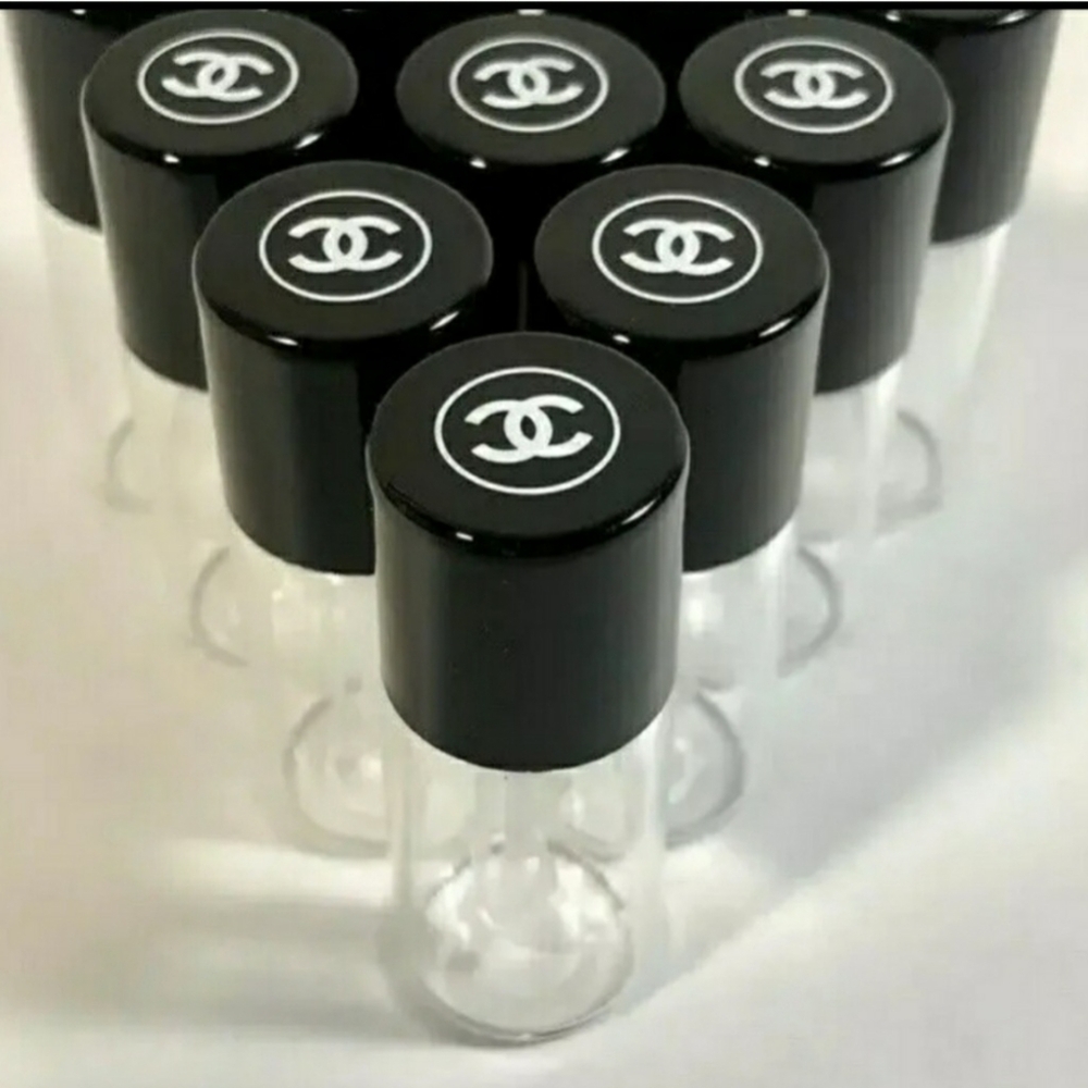 Lot of 6 Chanel Empty Glass Travel Size Makeup Sample Dram Jars Bottles